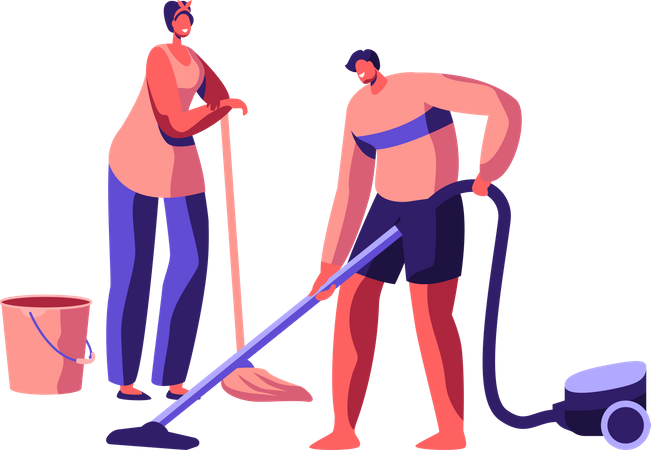 Housecleaning Worker Illustration
