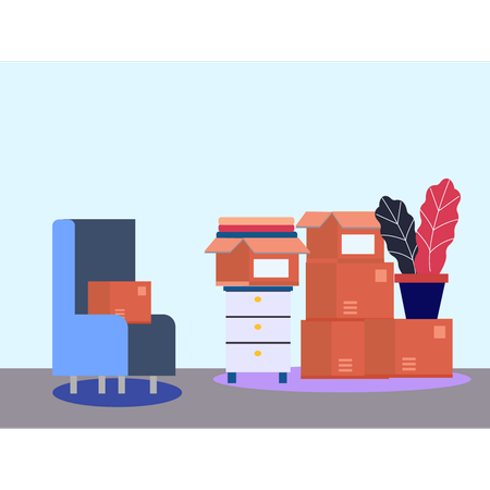 Household Furniture Ready To Move  Illustration