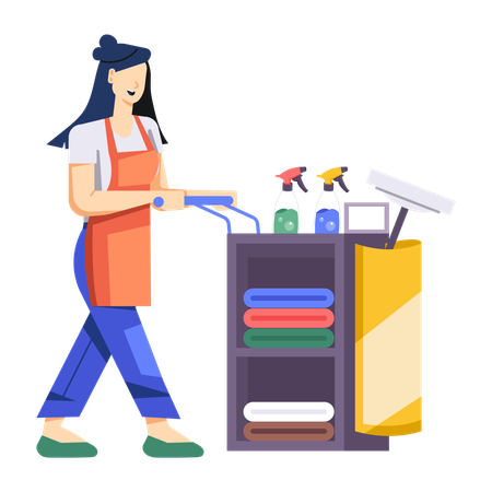 Housekeeper doing cleaning work  Illustration