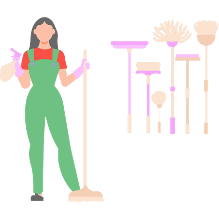 Housekeeper is cleaning the house  Illustration