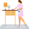 woman in housekeeping uniform illustrations