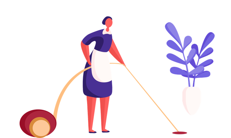 Housekeeping vacuuming floor  Illustration