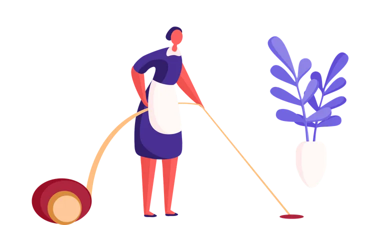 Housekeeping vacuuming floor  Illustration