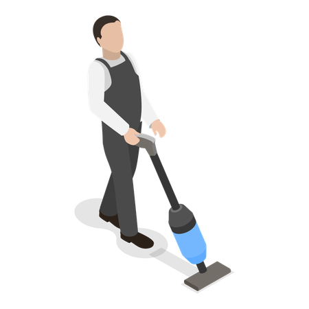 Housekeeping vacuuming floor  Illustration