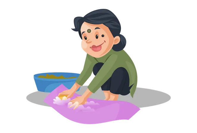 Housemaid is cleaning cloths  Illustration