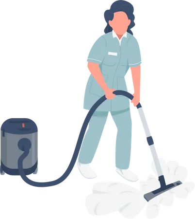 Housemaid with vacuum cleaner  Illustration