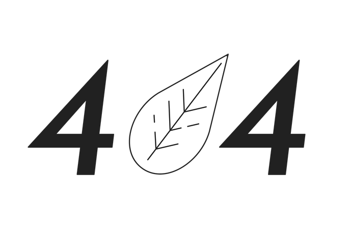 Houseplant leaf with error 404 flash message  Illustration