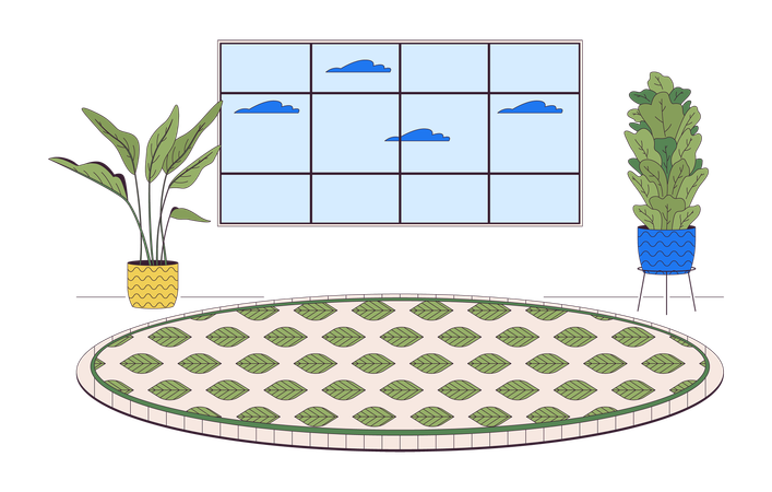 Houseplants livingroom cozy carpet round  Illustration
