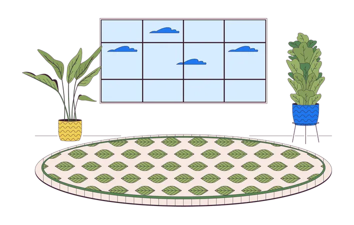 Houseplants livingroom cozy carpet round  Illustration