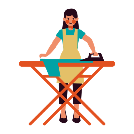 Housewife Activities Ironing  Illustration