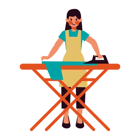 Housewife Activities Ironing  Illustration