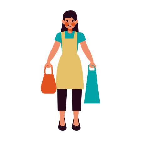 Housewife Activities Shopping  Illustration