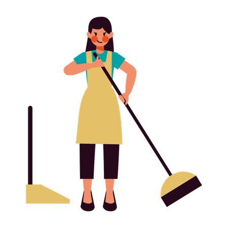 Housewife Activities Sweeping  Illustration