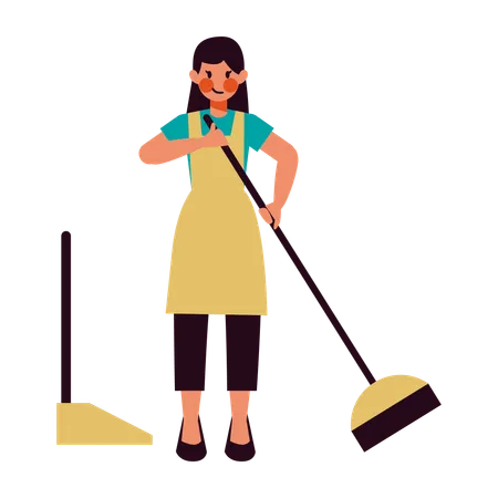 Housewife Activities Sweeping  Illustration