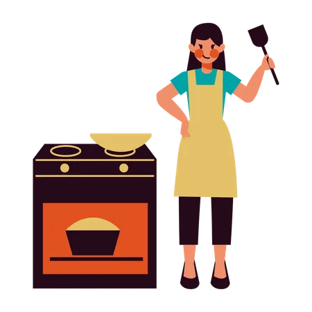 Housewife Activity Cooking  Illustration