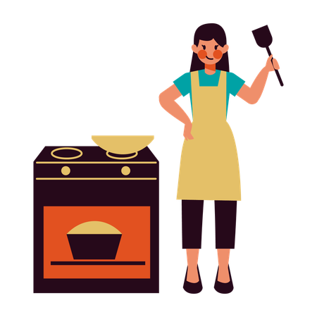 Housewife Activity Cooking  Illustration