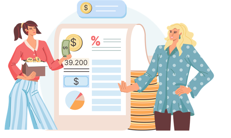 Housewife Manage monthly expenses and income  Illustration