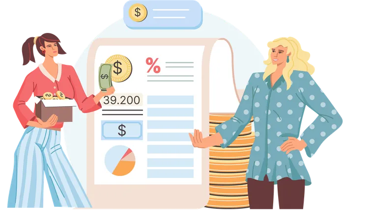 Housewife Manage monthly expenses and income  Illustration