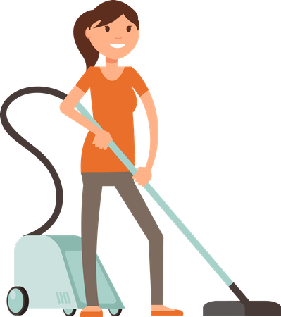 Housewife with vacuum cleaner Illustration