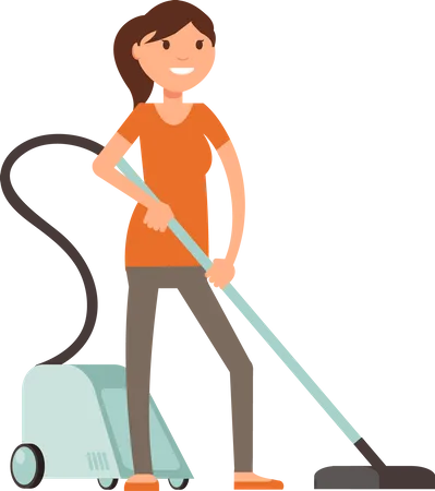 Housewife with vacuum cleaner Illustration