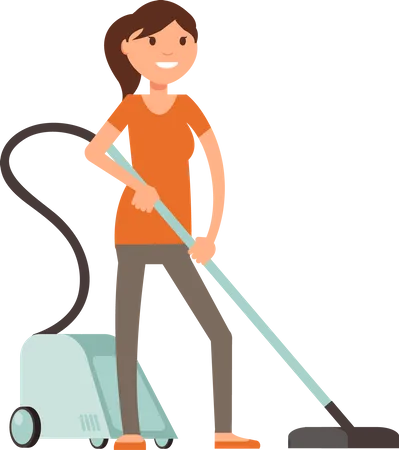 Housewife with vacuum cleaner  Illustration