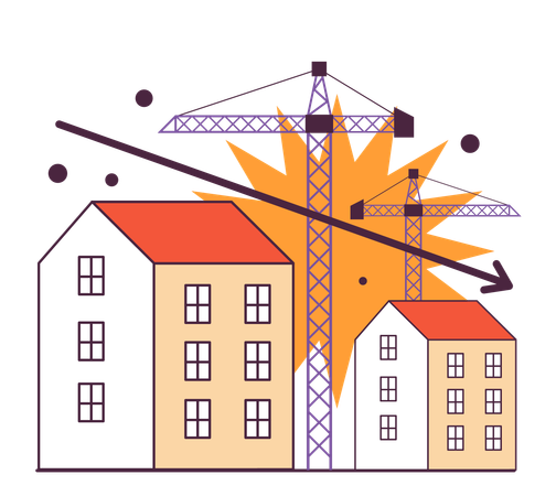 Housing construction reduction as a recession indicator  Illustration