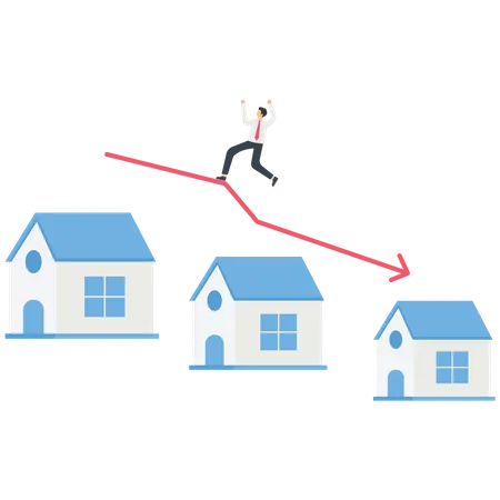 Housing price falling down  Illustration