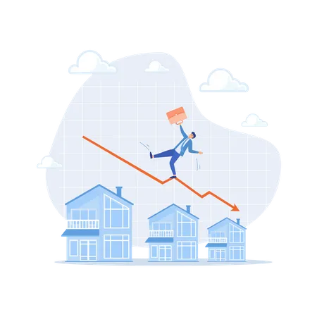 Housing price falling down  Illustration