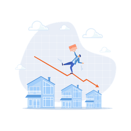 Housing price falling down  Illustration