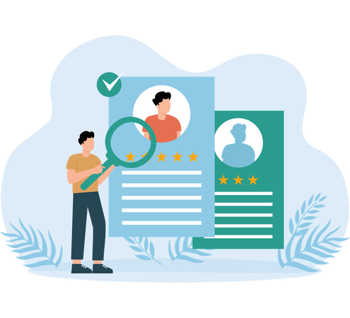 HR Department employee looking for new candidate  Illustration