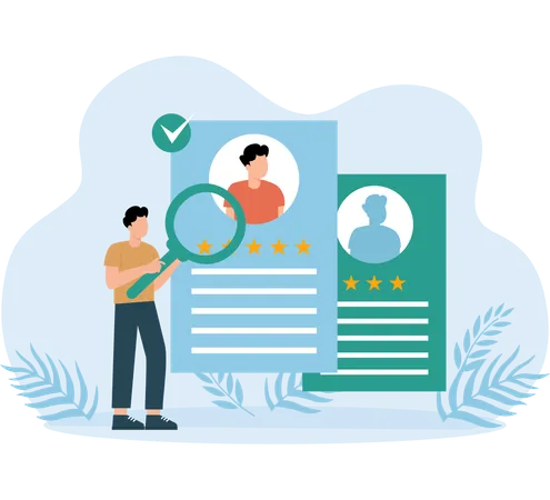 HR Department employee looking for new candidate  Illustration