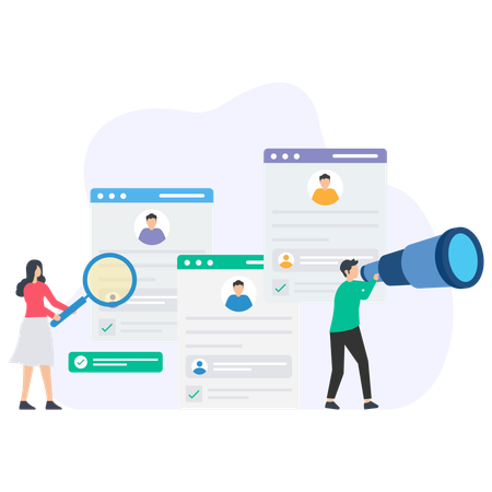 Hr Find Candidates using binocular  Illustration