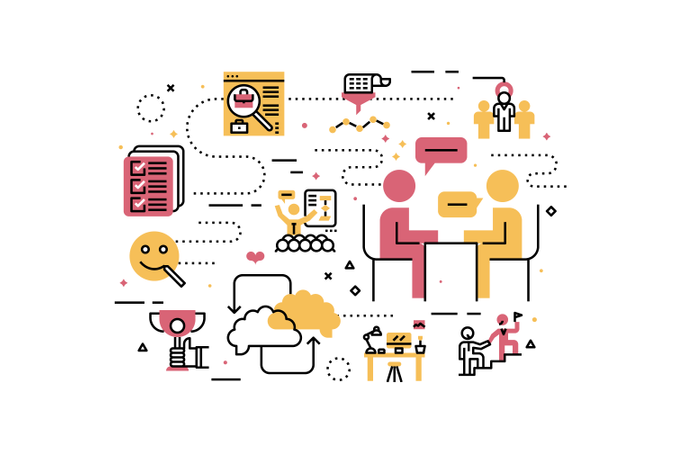 HR - Human resource line icons illustration  Illustration