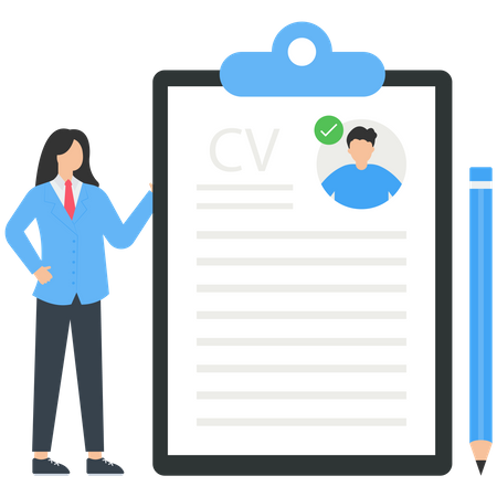 HR manager analyzing CV  Illustration