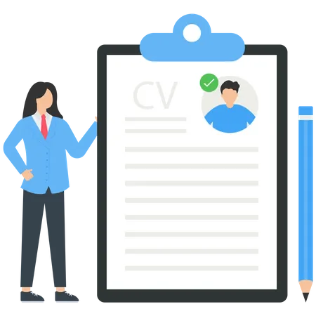 HR manager analyzing CV  Illustration