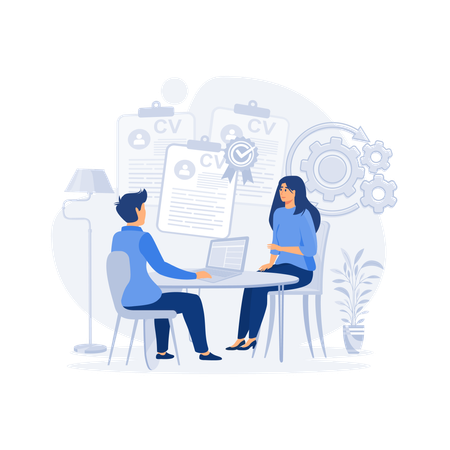 HR manager and candidate doing interview  Illustration