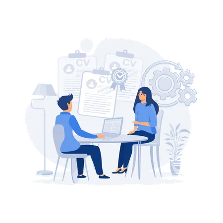 HR manager and candidate doing interview  Illustration