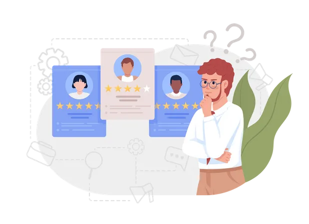 Evaluating Candidates Flat Concept Vector Illustration Editable 2 D Cartoon Characters On White For Web Design Post Interview Applicant Assessment Creative Idea For Website Mobile Presentation 일러스트레이션