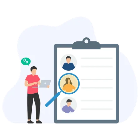 HR Manager Checking candidate Data  Illustration
