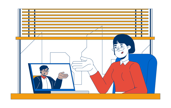 HR manager conducting interview through video call  Illustration