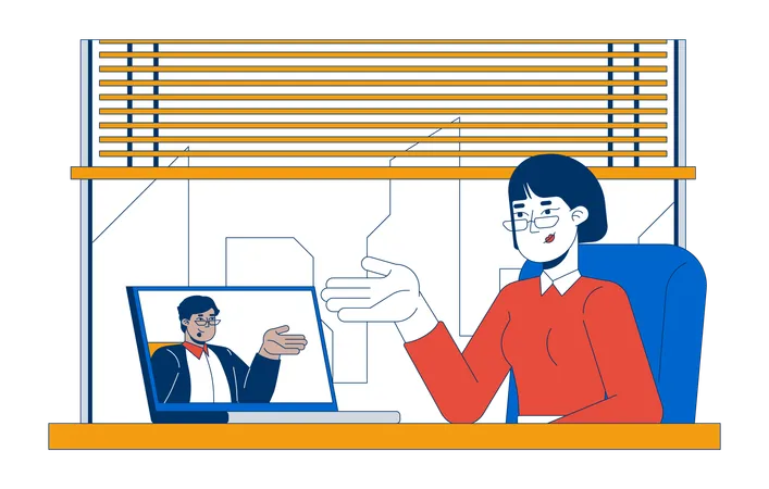 HR manager conducting interview through video call  Illustration