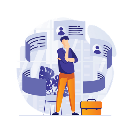 HR manager finding employee Illustration