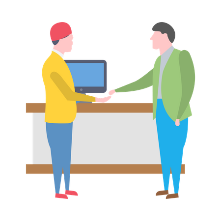 HR manager handshaking with selected candidate Illustration