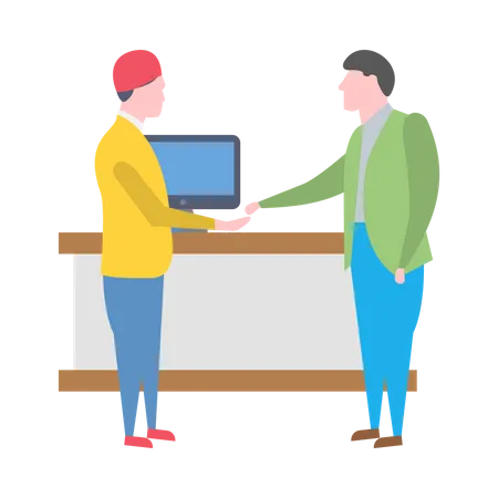 HR manager handshaking with selected candidate  Illustration