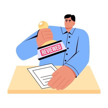HR manager reviewing job application  Illustration