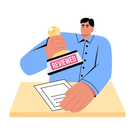 HR manager reviewing job application  Illustration