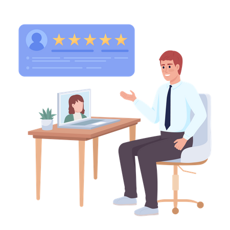 HR manager satisfied with virtual job interview Illustration