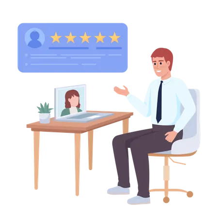 HR manager satisfied with virtual job interview Illustration