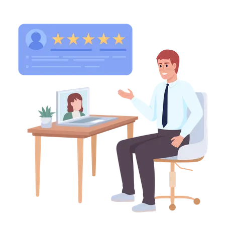 HR manager satisfied with virtual job interview  Illustration