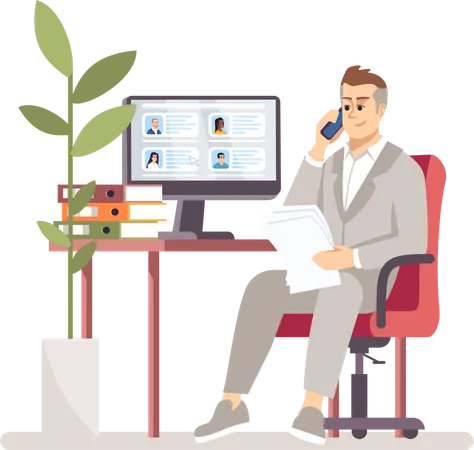 HR manager searching for job candidates online  Illustration